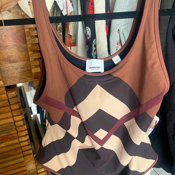 BURBERRY Chevron Check Stretch One Piece Swimsuit - NWT - Picture 5 of 16